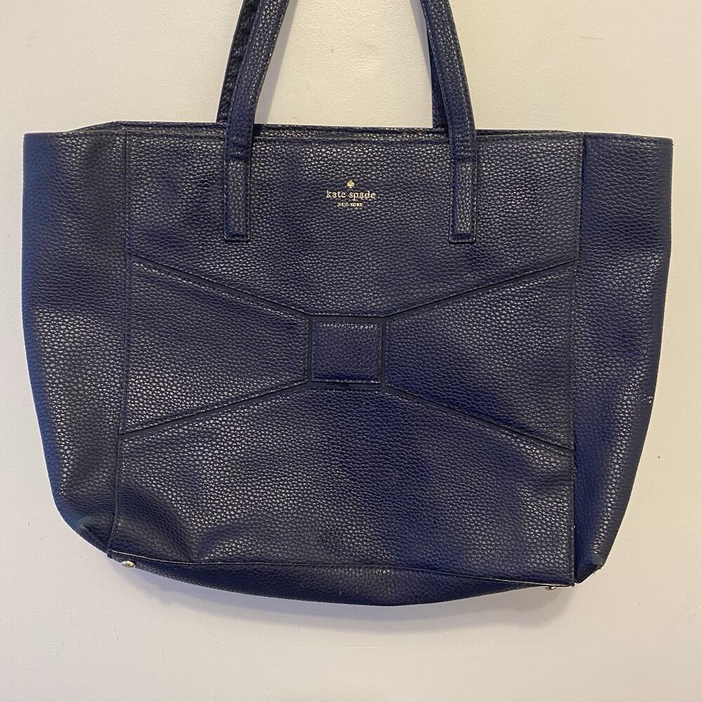 Kate Spade New York Pebble Blue Leather Large Tote Bag Shoulder Bag Purse Boho - Picture 6 of 9
